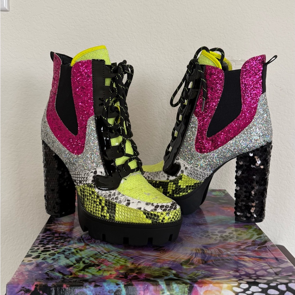 Cape Robbin Pink and Silver Glitter Heeled Boots